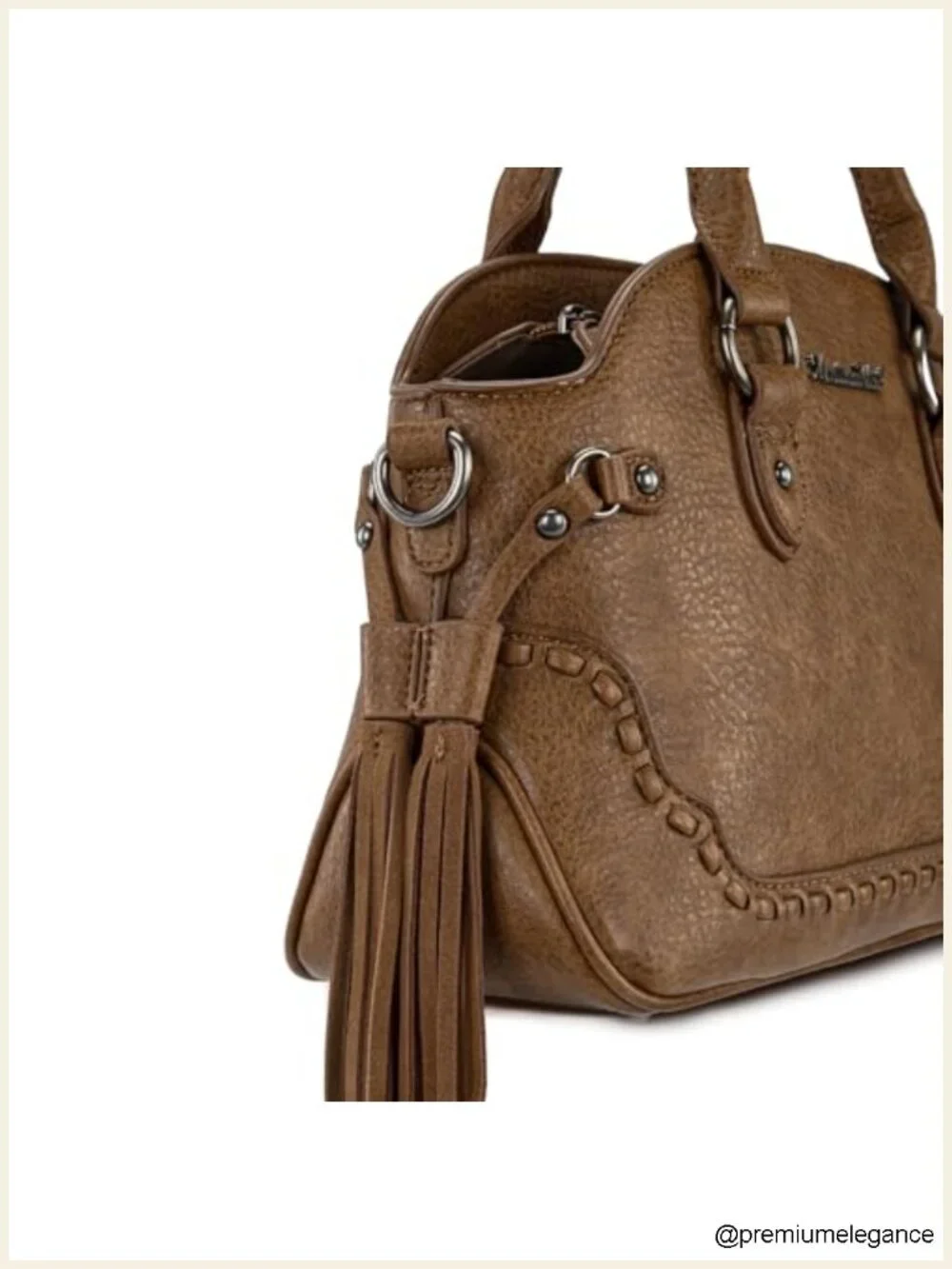 Faux Leather Fringe Satchel Shoulder Bag with Adjustable Strap Tassel Purse